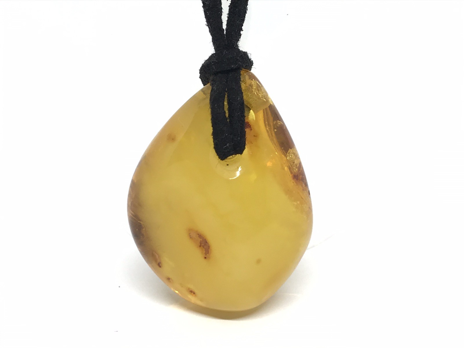Amber Pendant Unique Gift Natural Baltic Amber Stone on Black Cord 12g 16507