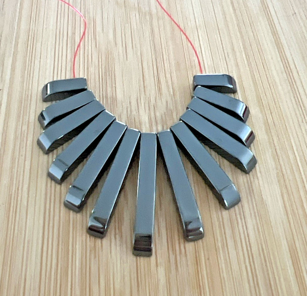 Graduated Hematite Pendant Beads Fan Beads Strands 12-29mm 13 Beads Per Strand