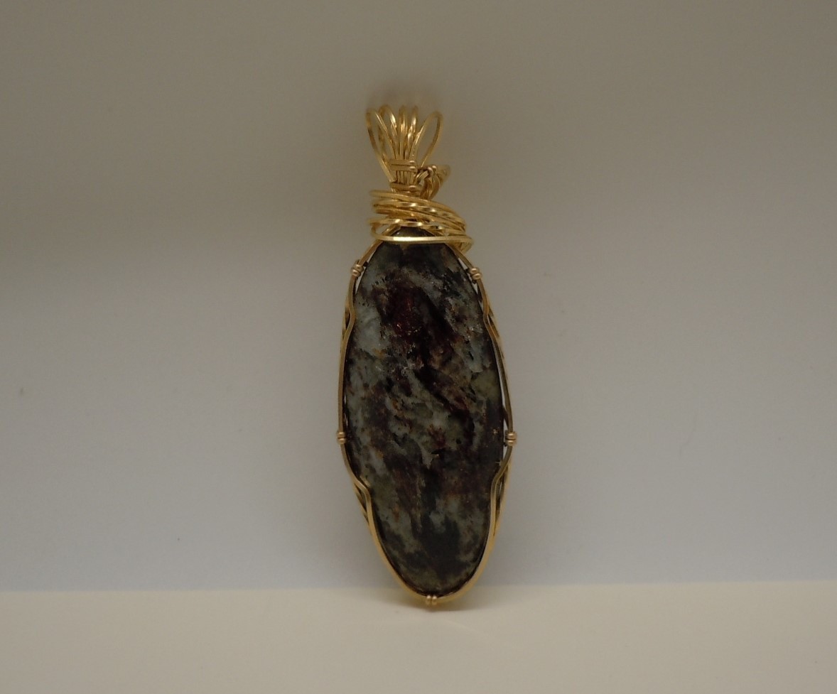 14K gf Boulder Opal Pendant ~ Beautifully Marbled ~ Moody Colors ~ Hand Crafted