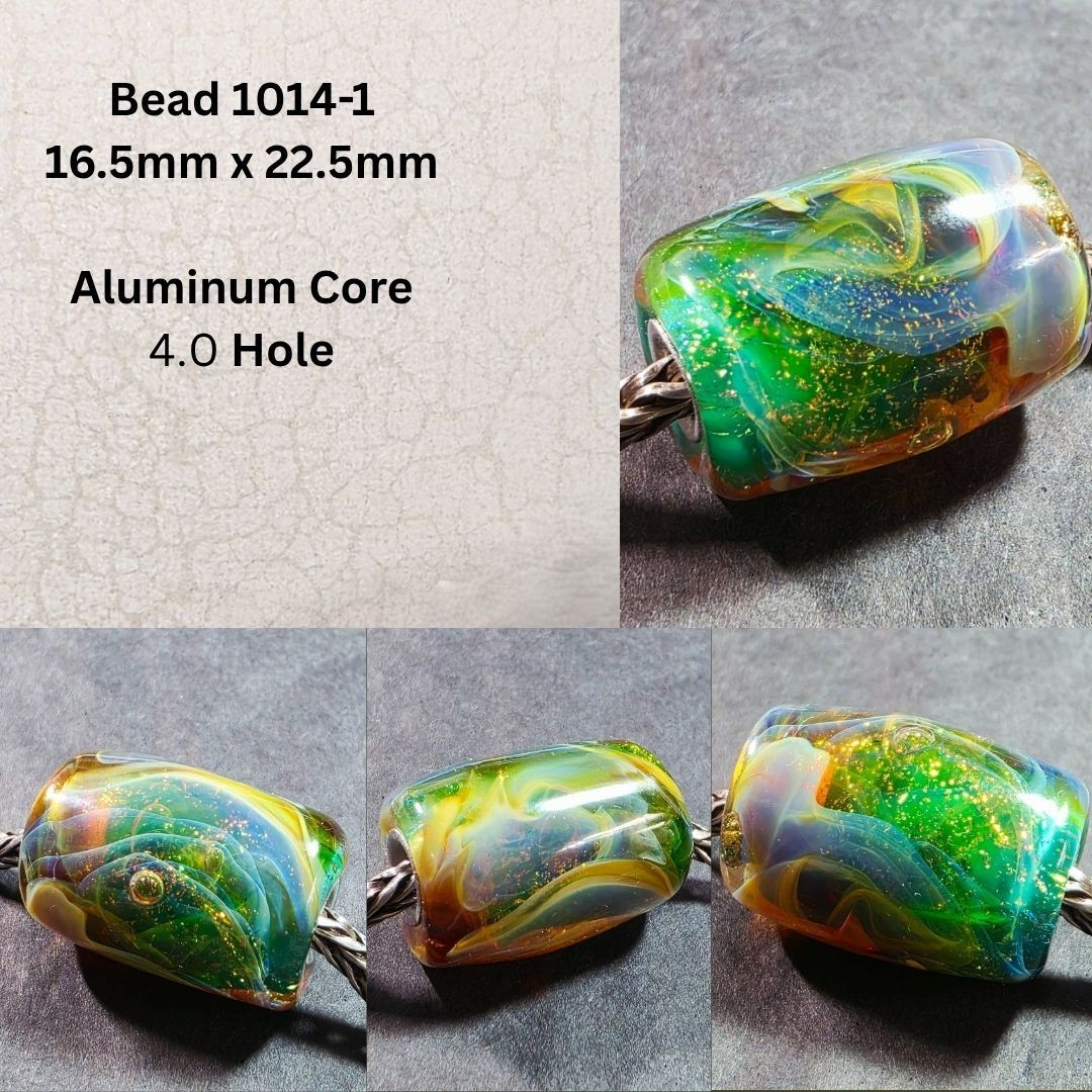Glass Pendant Focal Bead with silver foil and aluminum cored