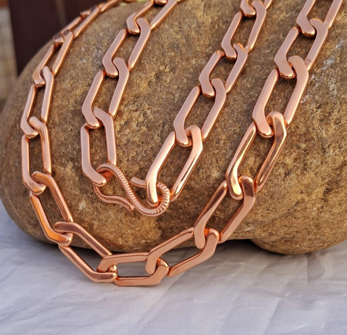 8 inch Pure Copper Solid LONG CUBAN Chain Bracelet, Healing Jewelry Spiritual