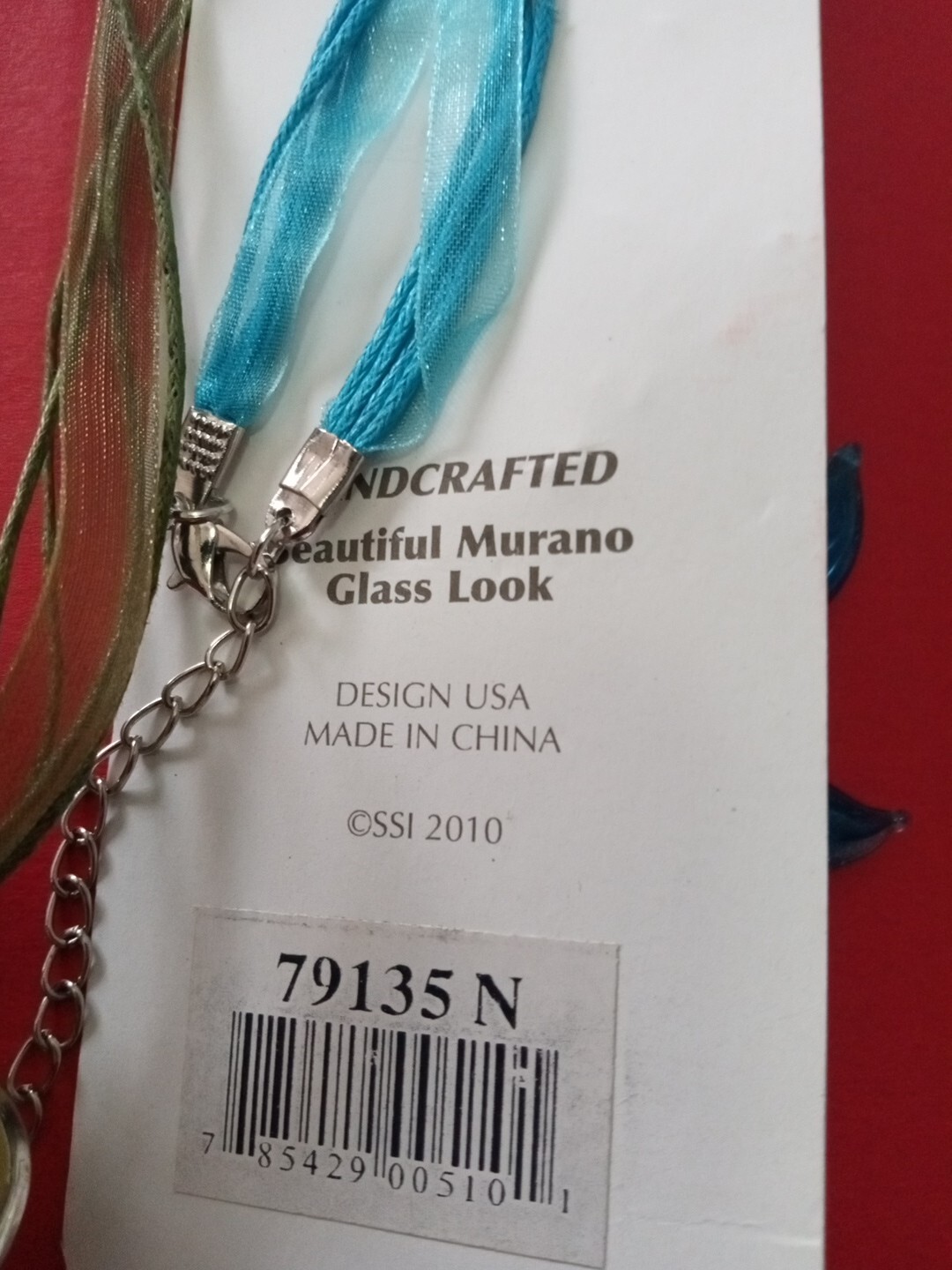 Three (3) Art Glass Necklace Pendant Handcraft Cord 18″ Starfish Bfly Flower