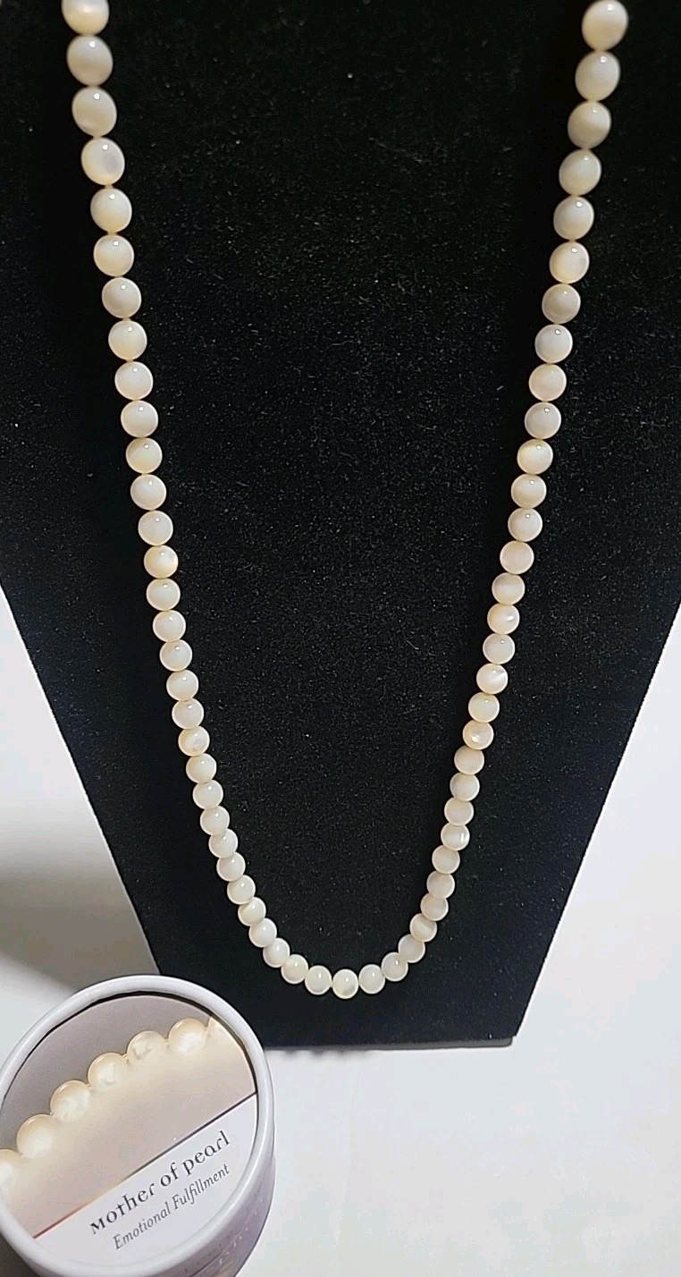 Gemisphere 8mm 27″ Mother Of Pearl Necklace For Emotional Fufillment In Jar/ Box