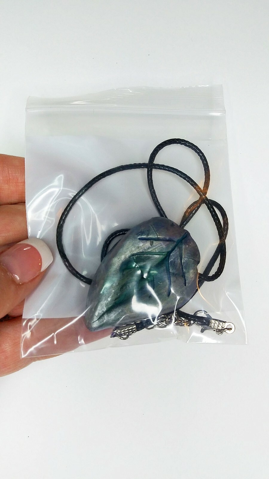 Tree Leaf Handmade Pendant Necklace with 19 inch Adjustable Black Cord Unisex