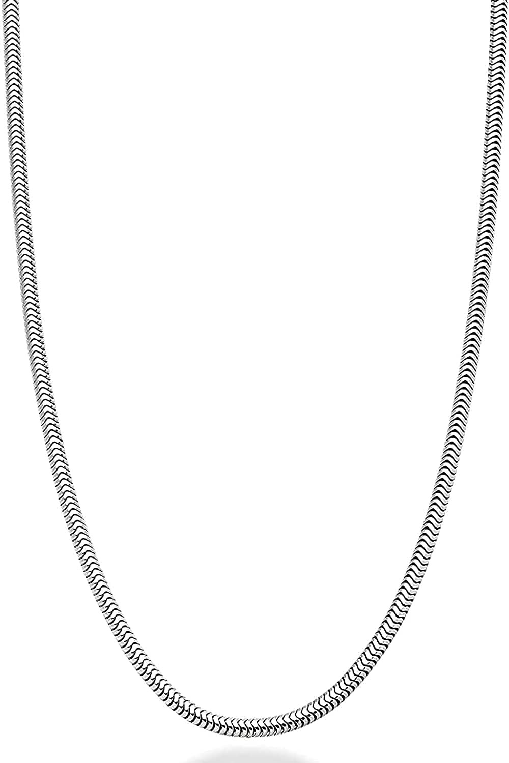 Savlano 925 Sterling Silver 2Mm Solid Italian Round Diamond Cut Flexible Snake