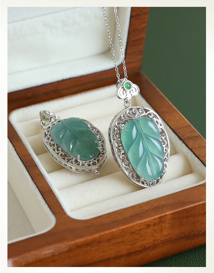 925 sterling silver Natural A-grade blue water jade pendant