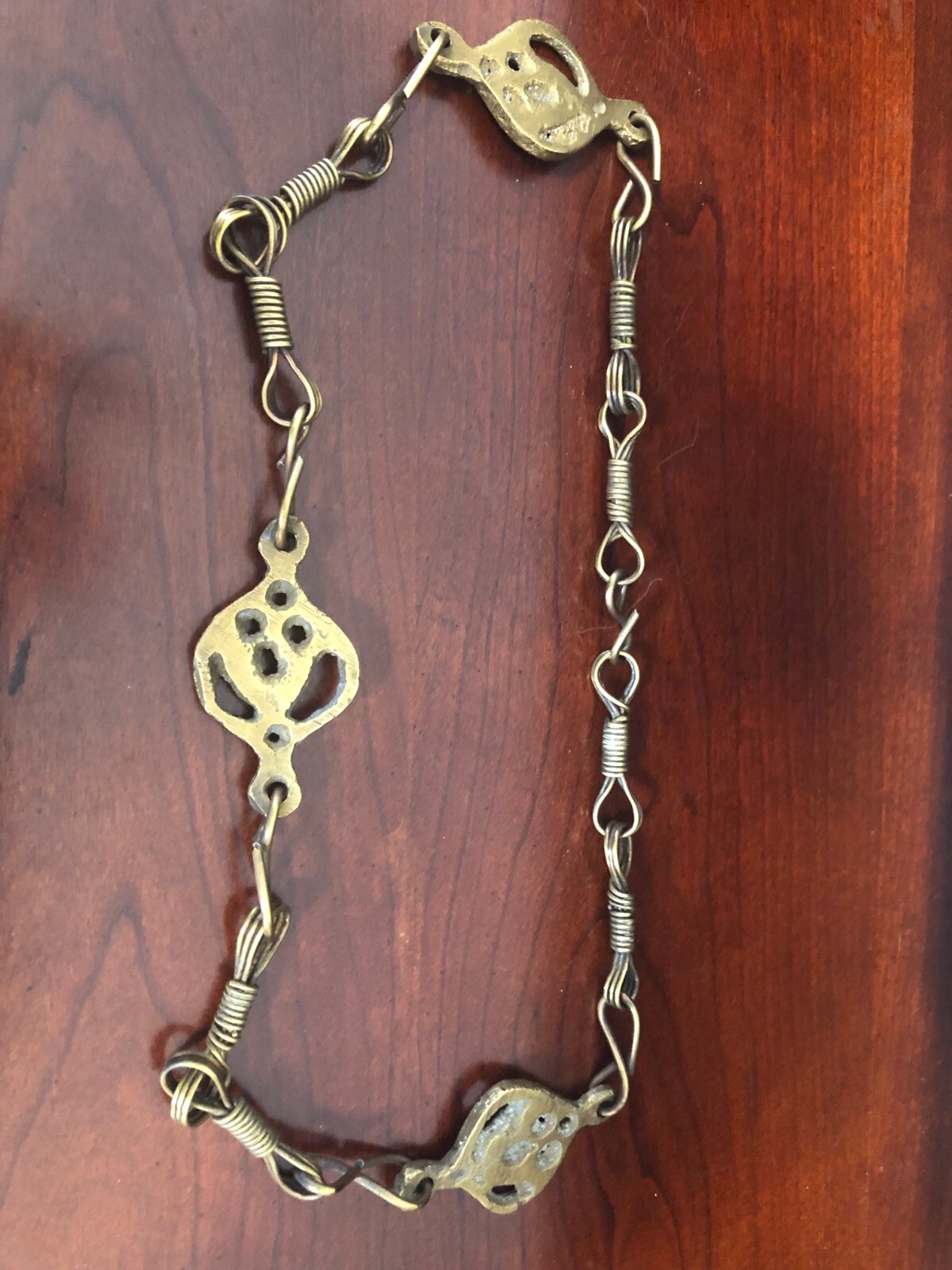 Artisan Brass Hand Crafted Necklace-22 in Choker–4 oz weight-very artistic