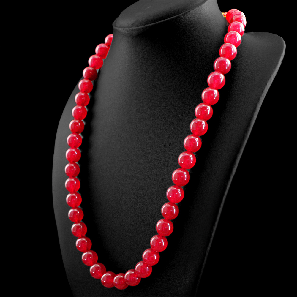 519.00 CTS EARTH MINED 20 INCHES LONG RICH RED RUBY ROUD SHAPE BEADS NECKLACE
