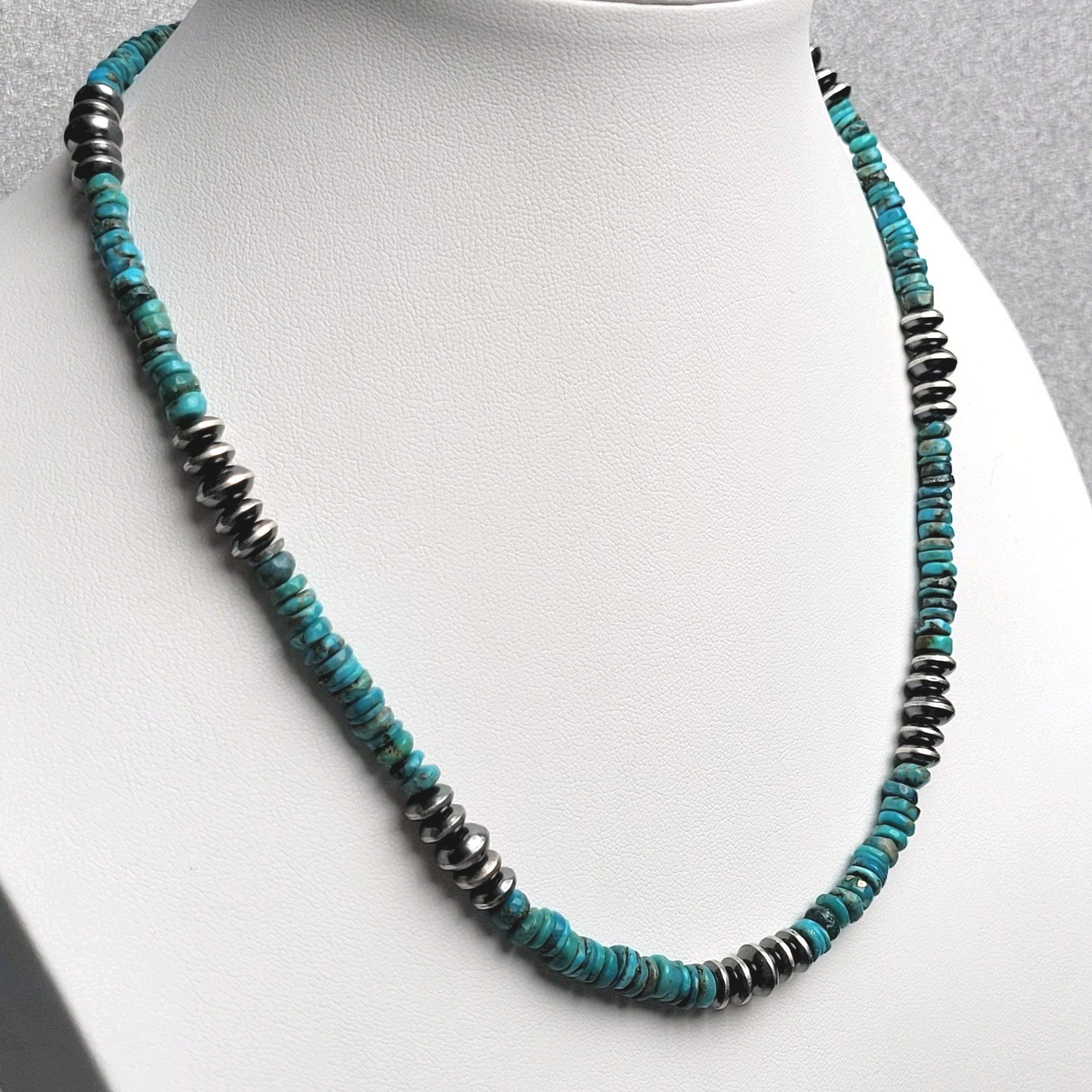 Southwestern/Navajo Style Turquoise & Desert Pearl 925 Sterling Silver Necklace
