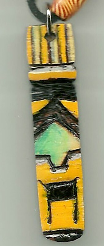 Tiki Pendant Narrow wide nosed Tiki Hand carved and painted wooden pendant #38