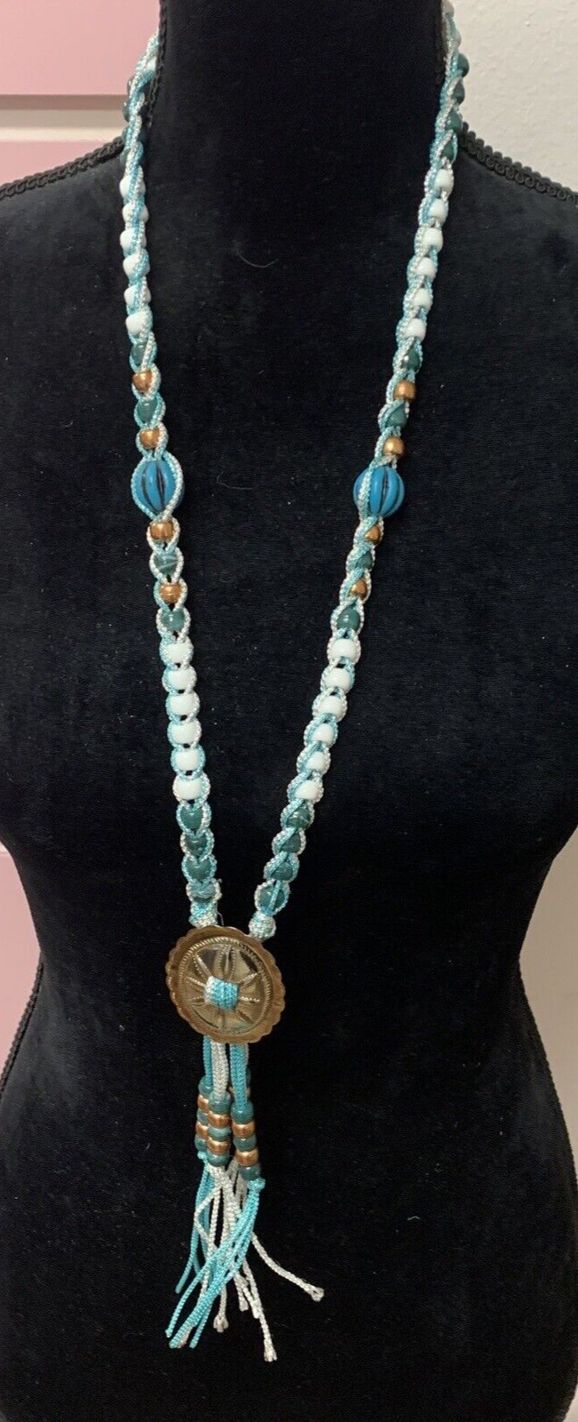 Vintage Handmade Southwestern Bead Necklace & Clip on Earrings Set