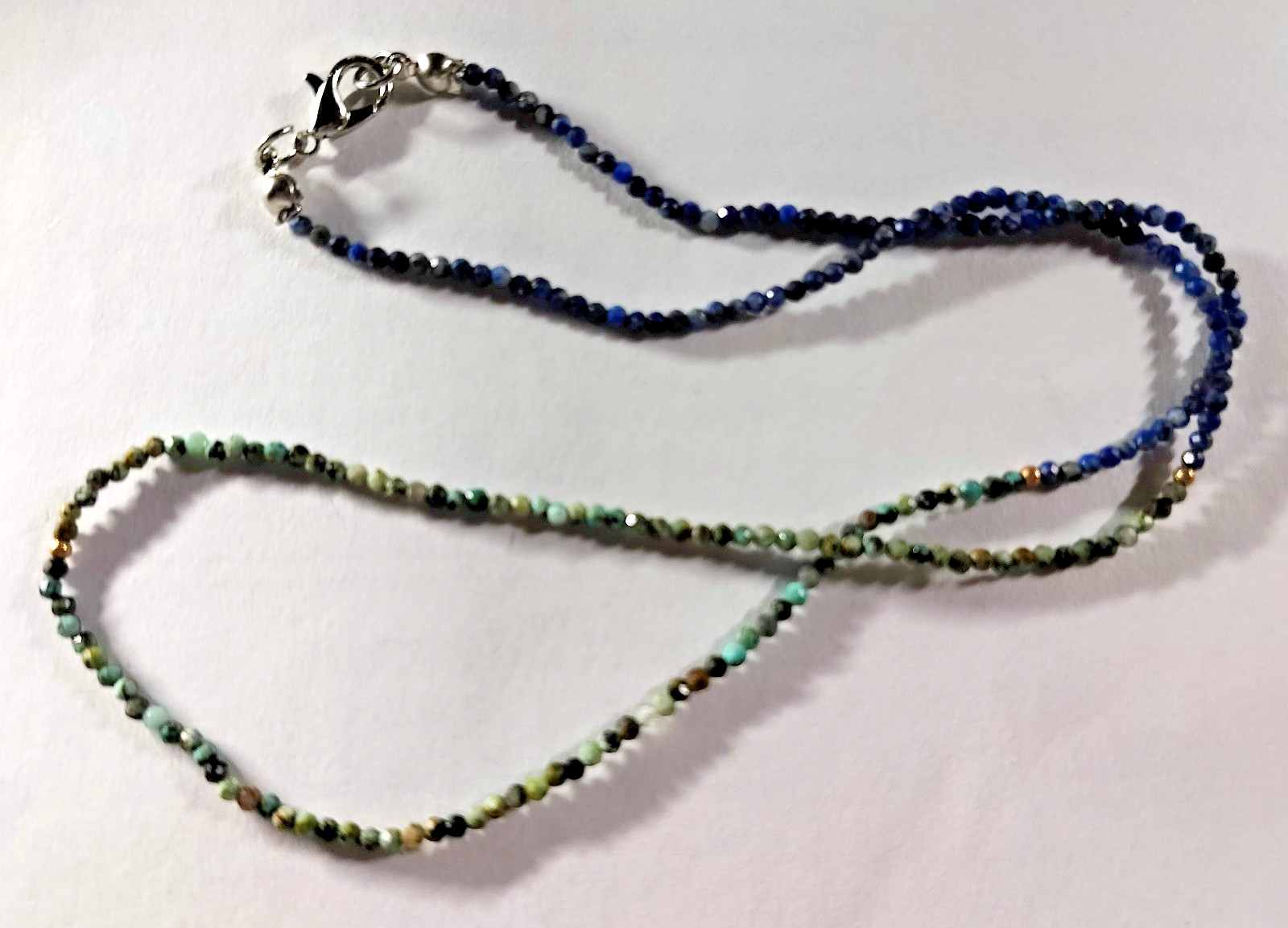 Minimalist Lapis Lazuli & Turquoise 18″ inch Necklace, Handmade