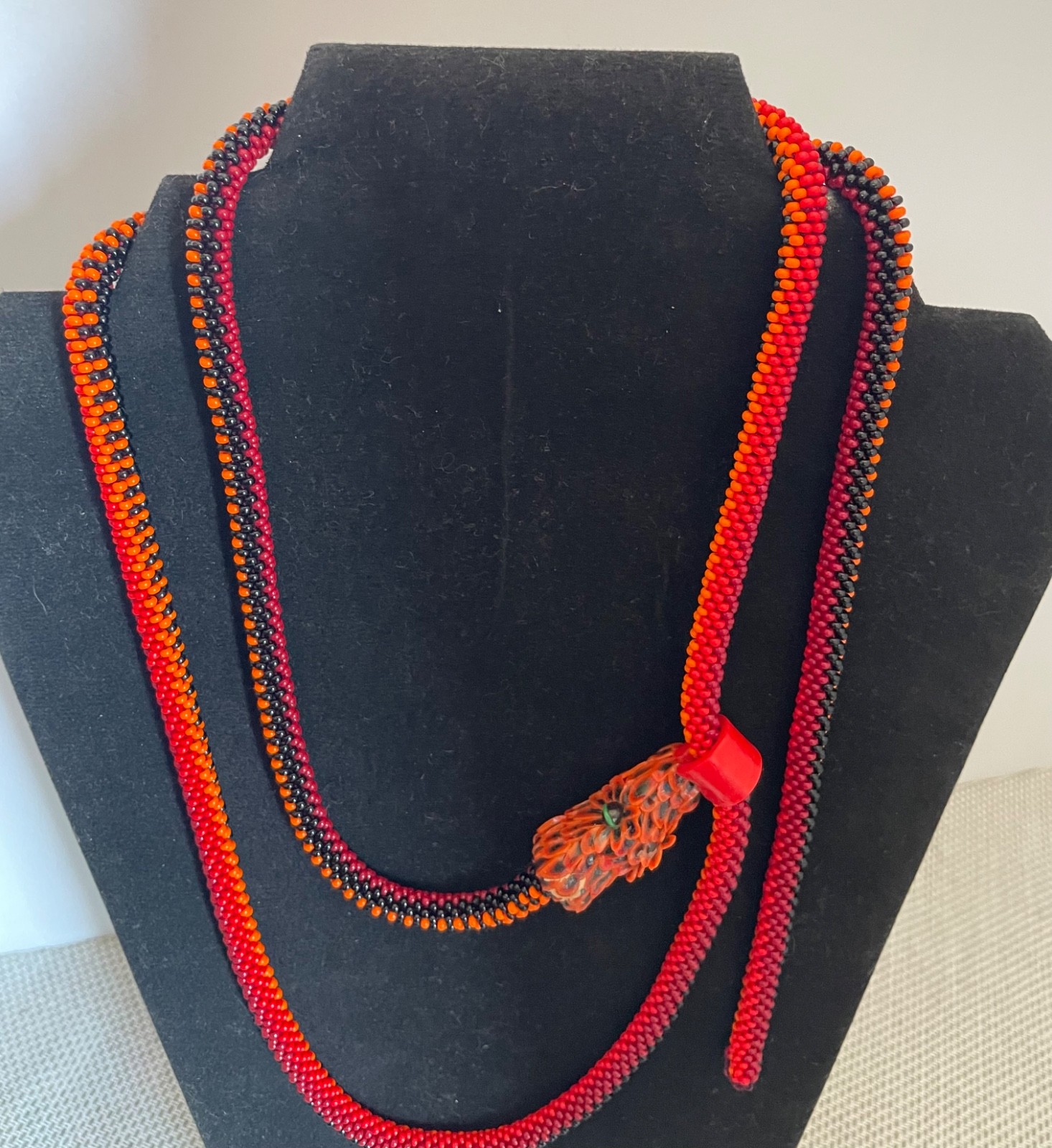 Handmade Beaded Crochet Necklace – “Fashion Friendly Snake Design!”