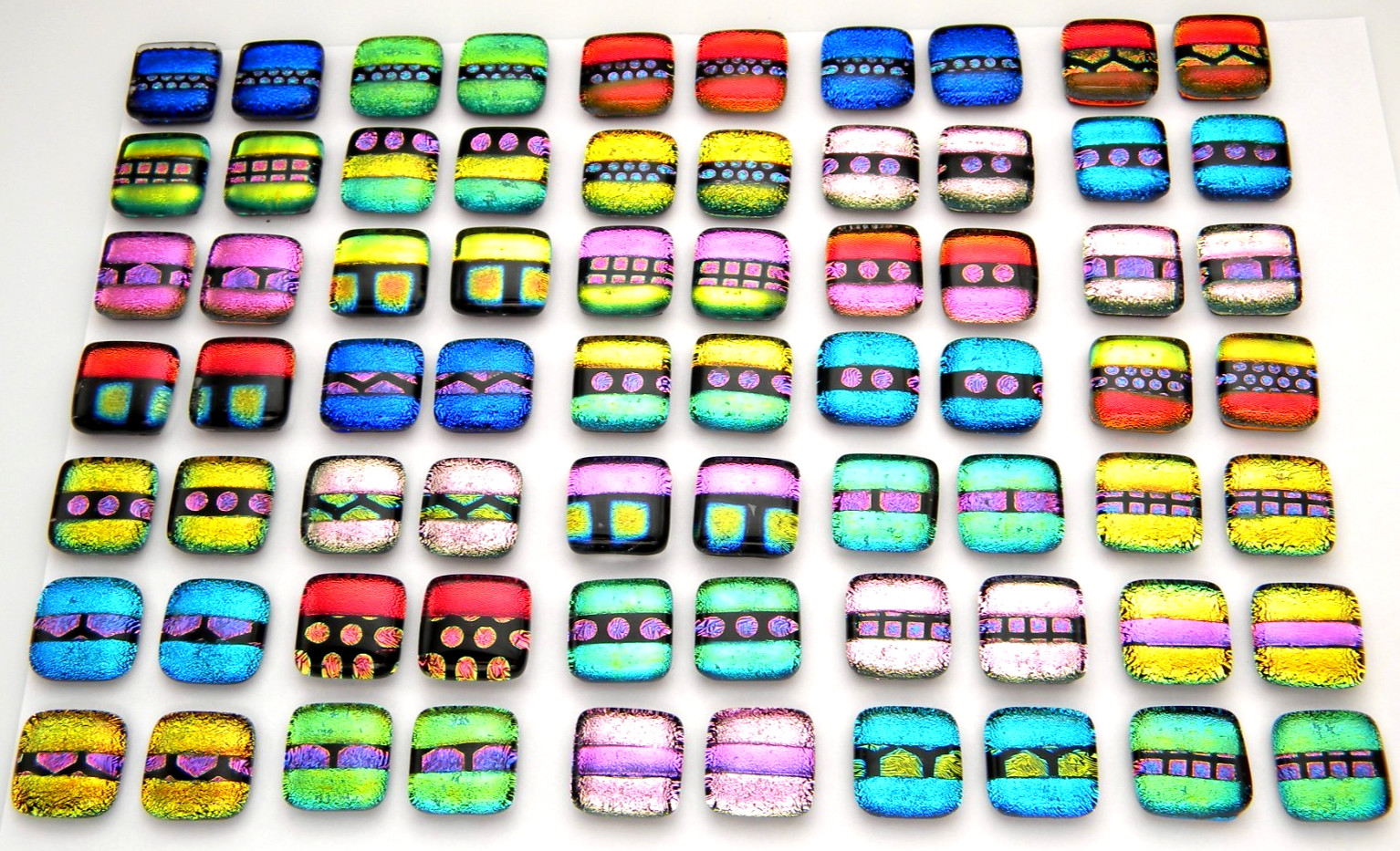 MATCHING PAIR Lot 70 pcs EARRINGS HANDMADE DICHROIC FUSED GLASS (G3) CABOCHONS
