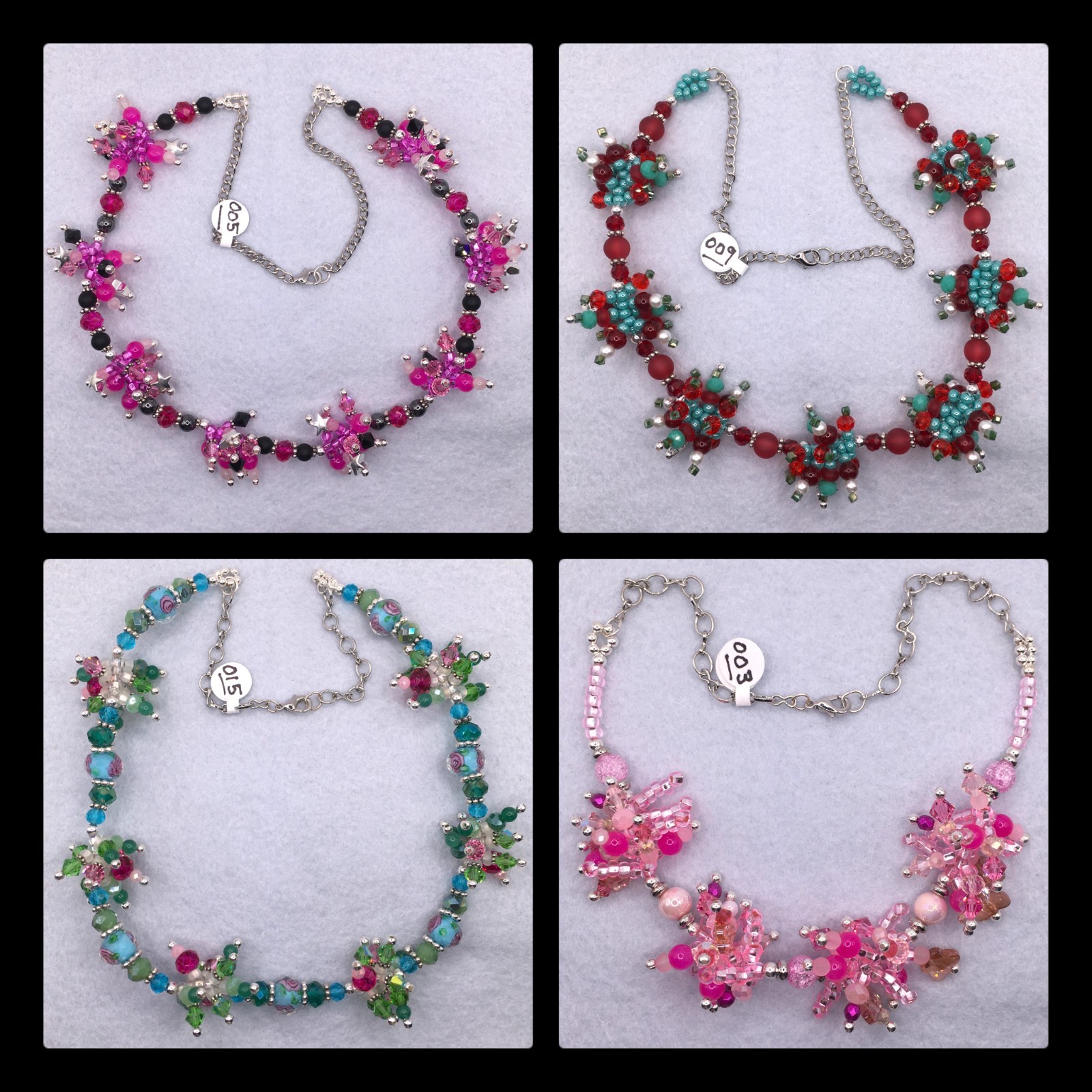 Spikey Sea Urchin Necklaces Silver-tone Preciosa Glass Crystals Czech Beads
