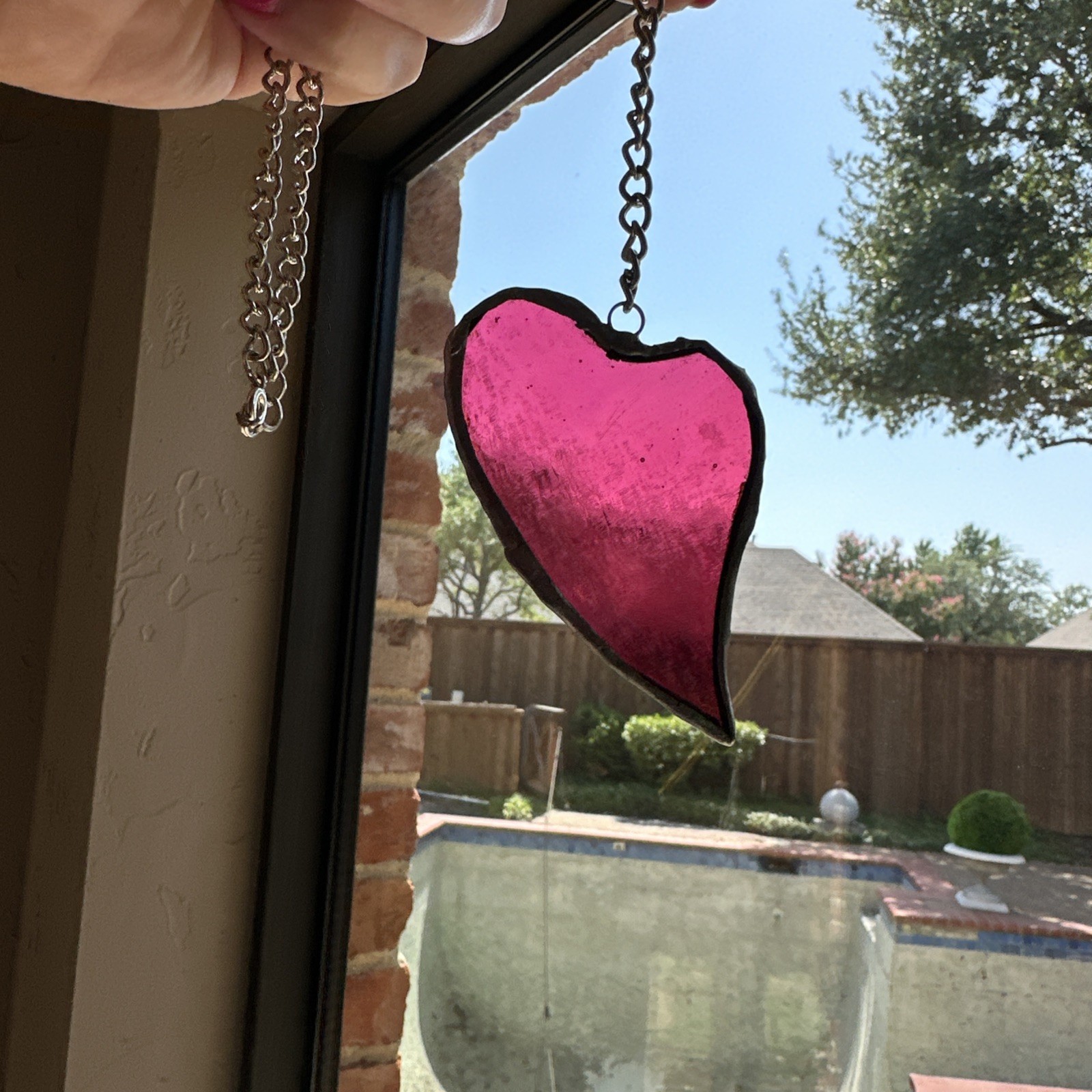 Stained Glass Heart Necklace Handmade Glass Pendant