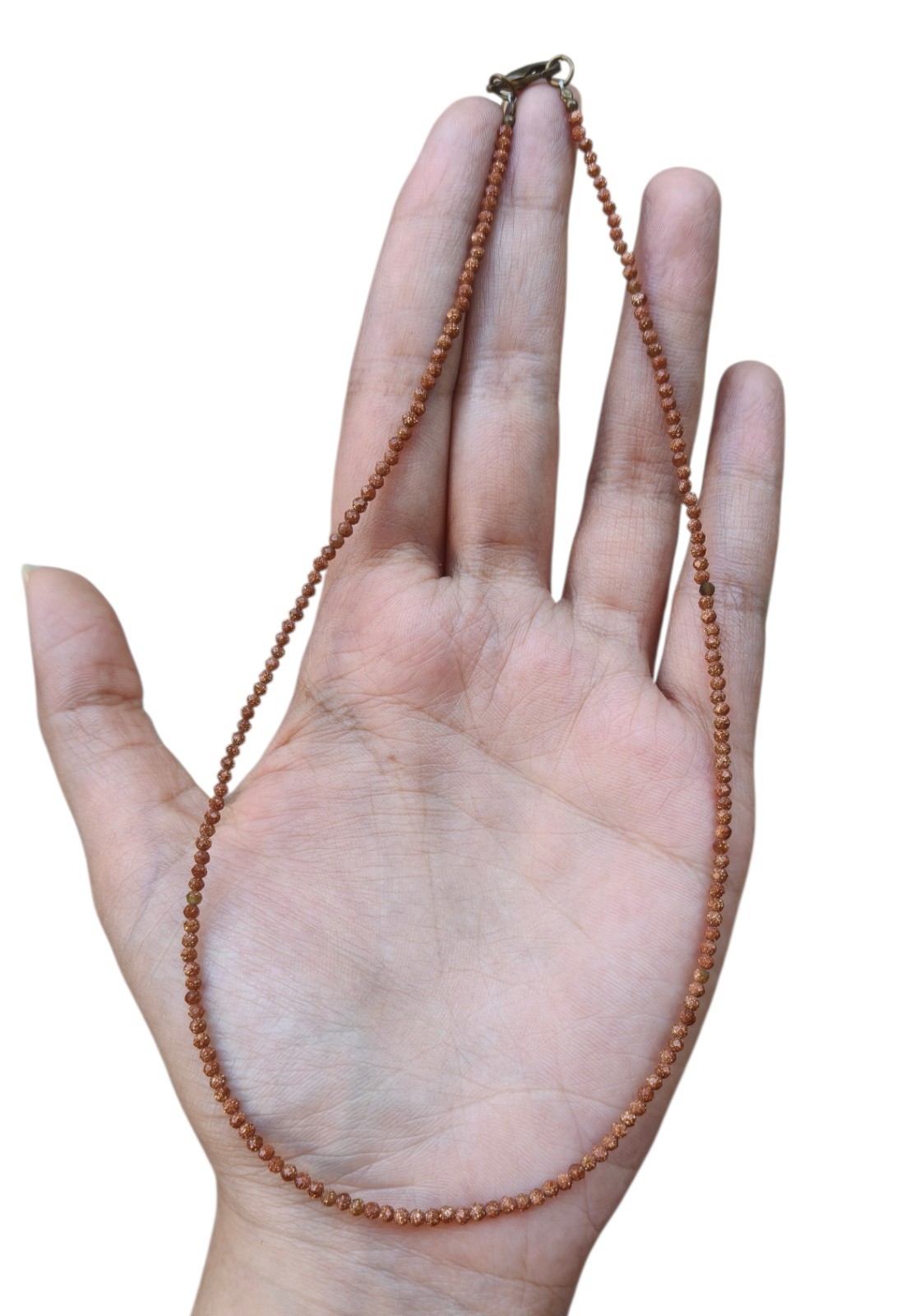 Natural Faceted Goldstone Rondelle Beads Necklace 16 Inches Tiny Minimalist gift