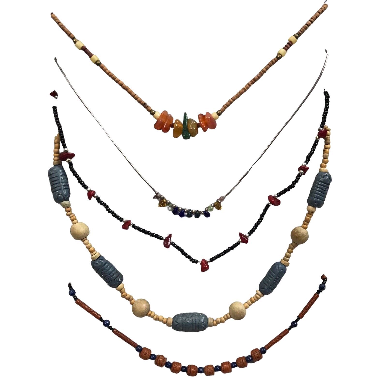 Vintage Artisan Necklace Lot handmade Mixed Bead Southwest Boho westerncore