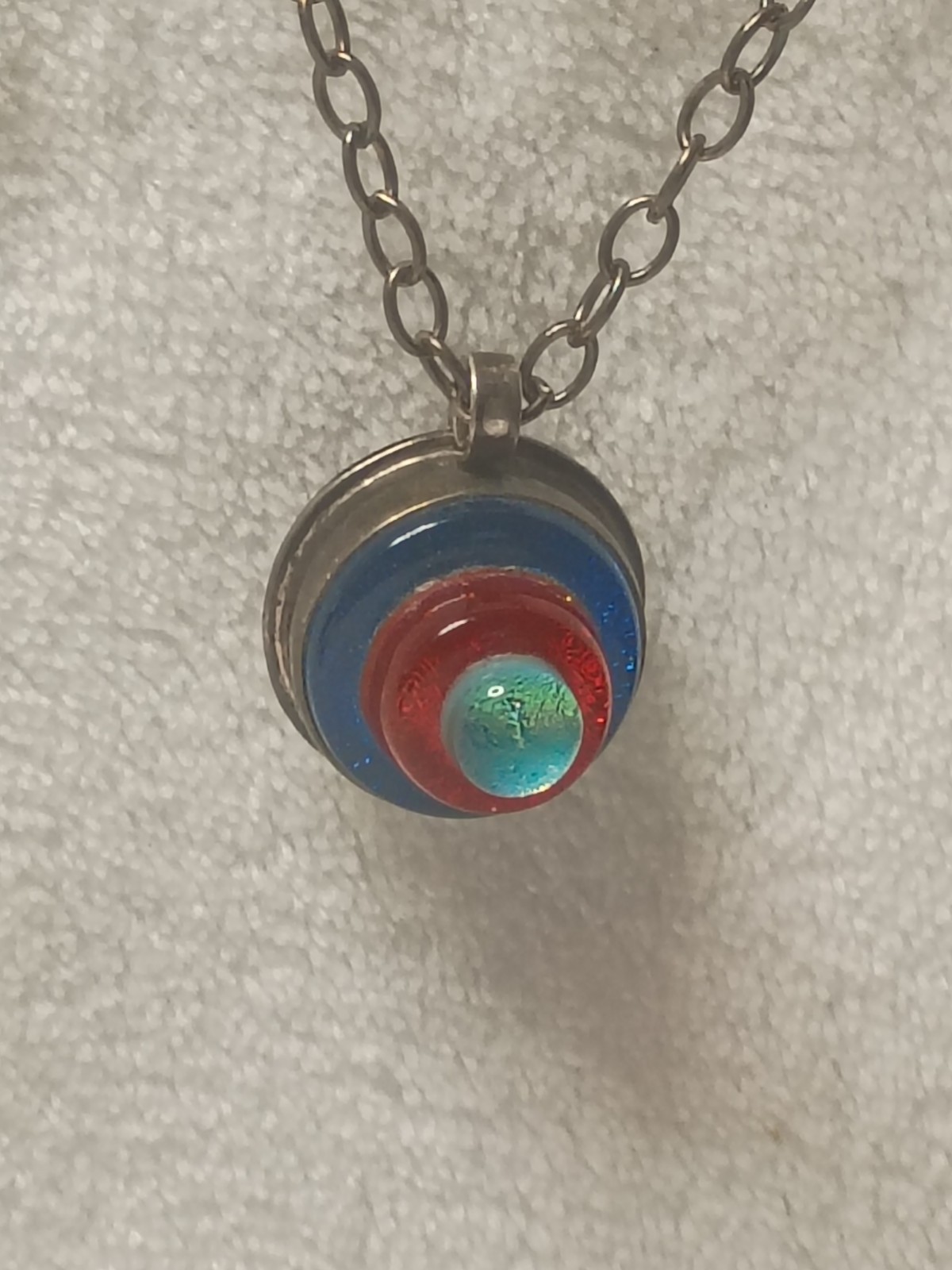Artisan Glass Multi Stacked Sterling Pendant & Chain 18″