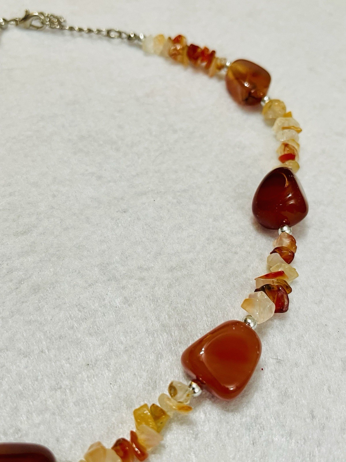 Vintage Carnelian Beaded Stone Necklace