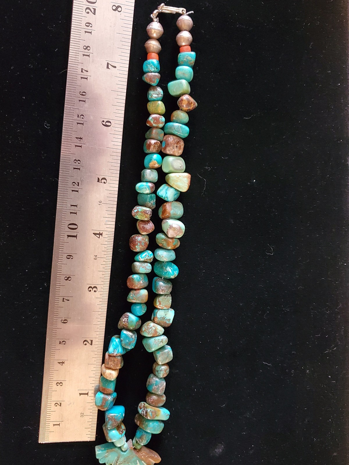 Vintage Native American Silver Turquoise Nugget Bird Pendant Necklace