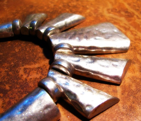 The Sun Goddess Hand Stressed Antiqued Silver High Fashion Statement Necklace