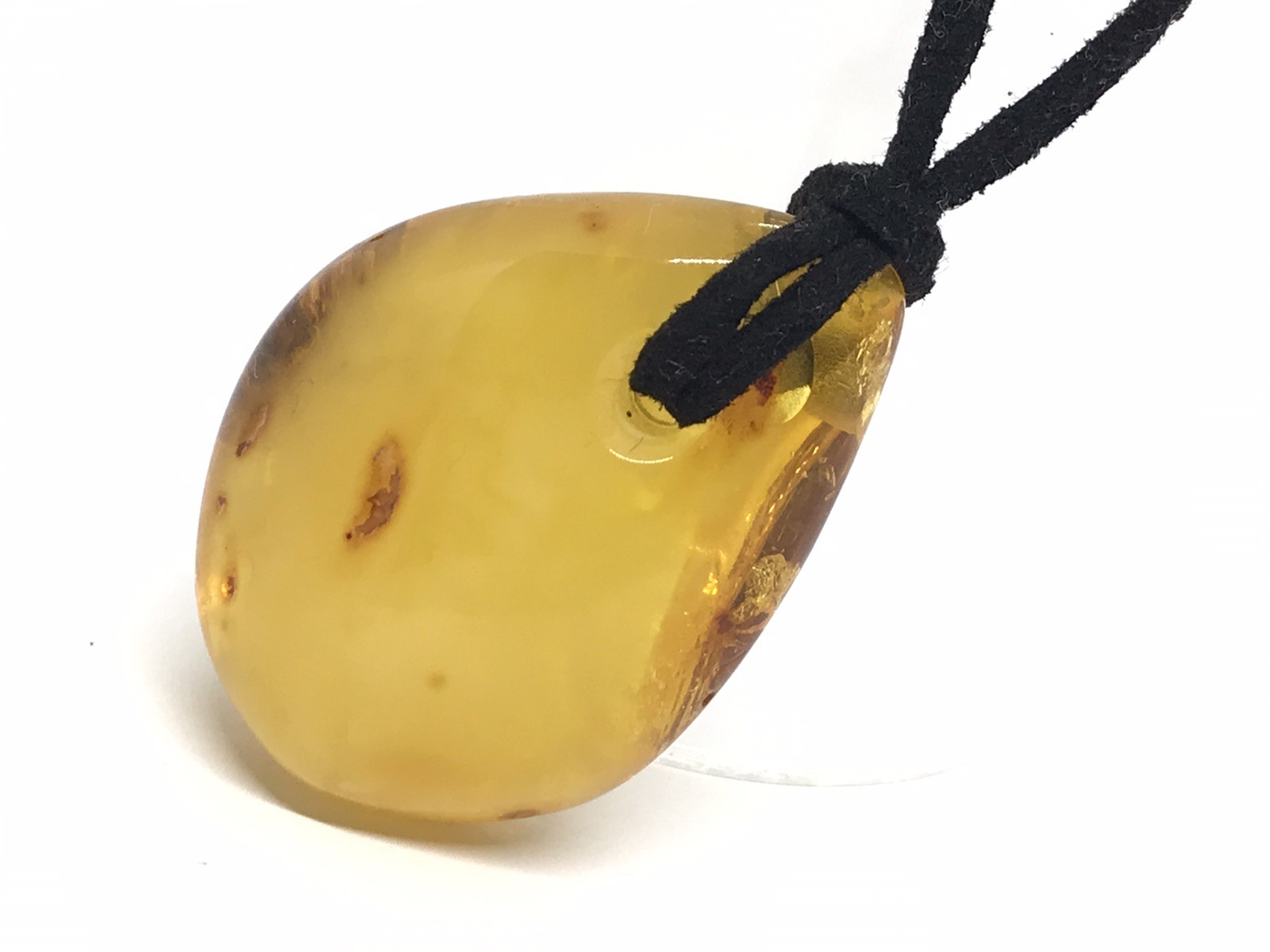 Amber Pendant Unique Gift Natural Baltic Amber Stone on Black Cord 12g 16507