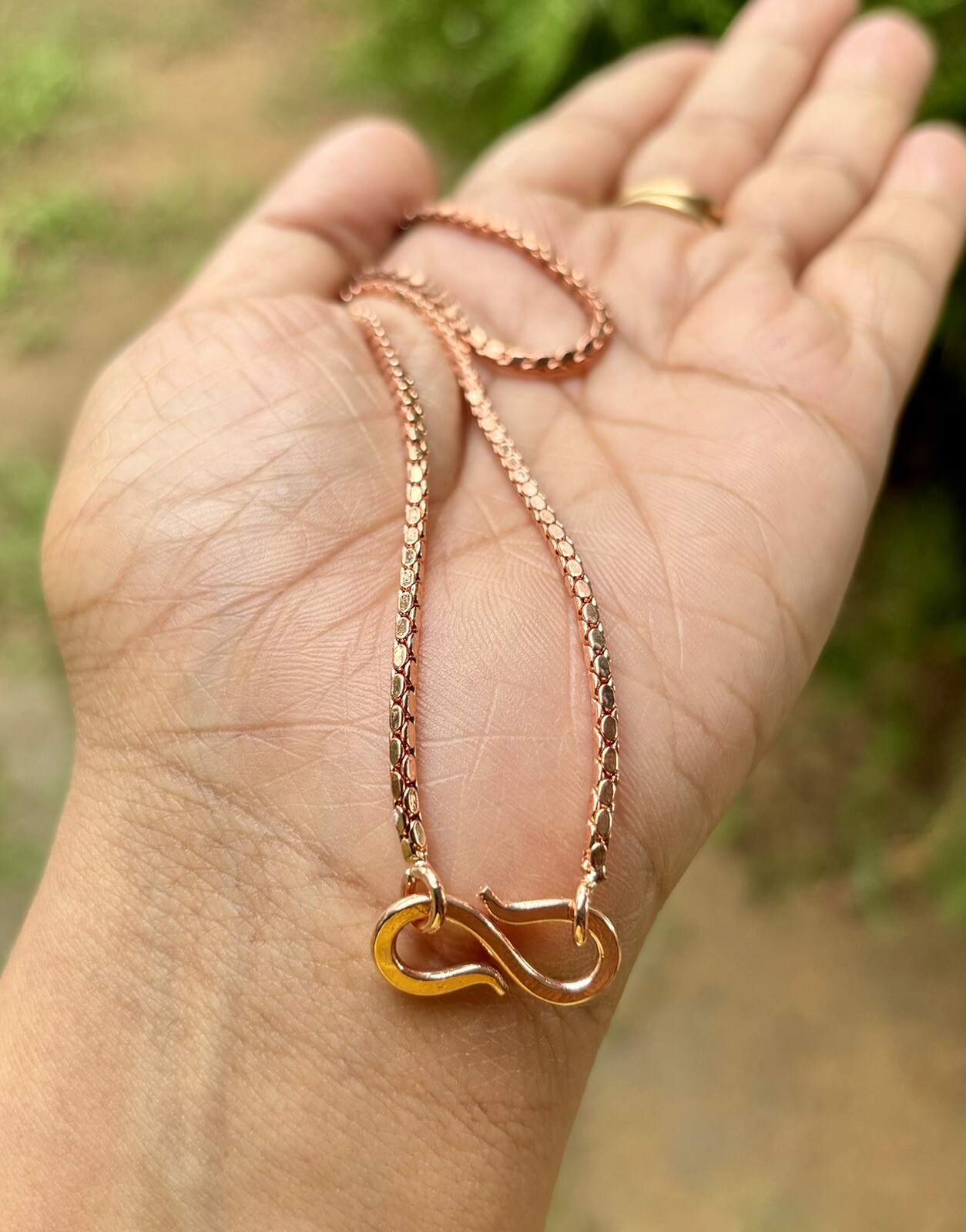 32 inch Pure Copper Square Popcorn Chain Necklace, Healing Copper Jewelry