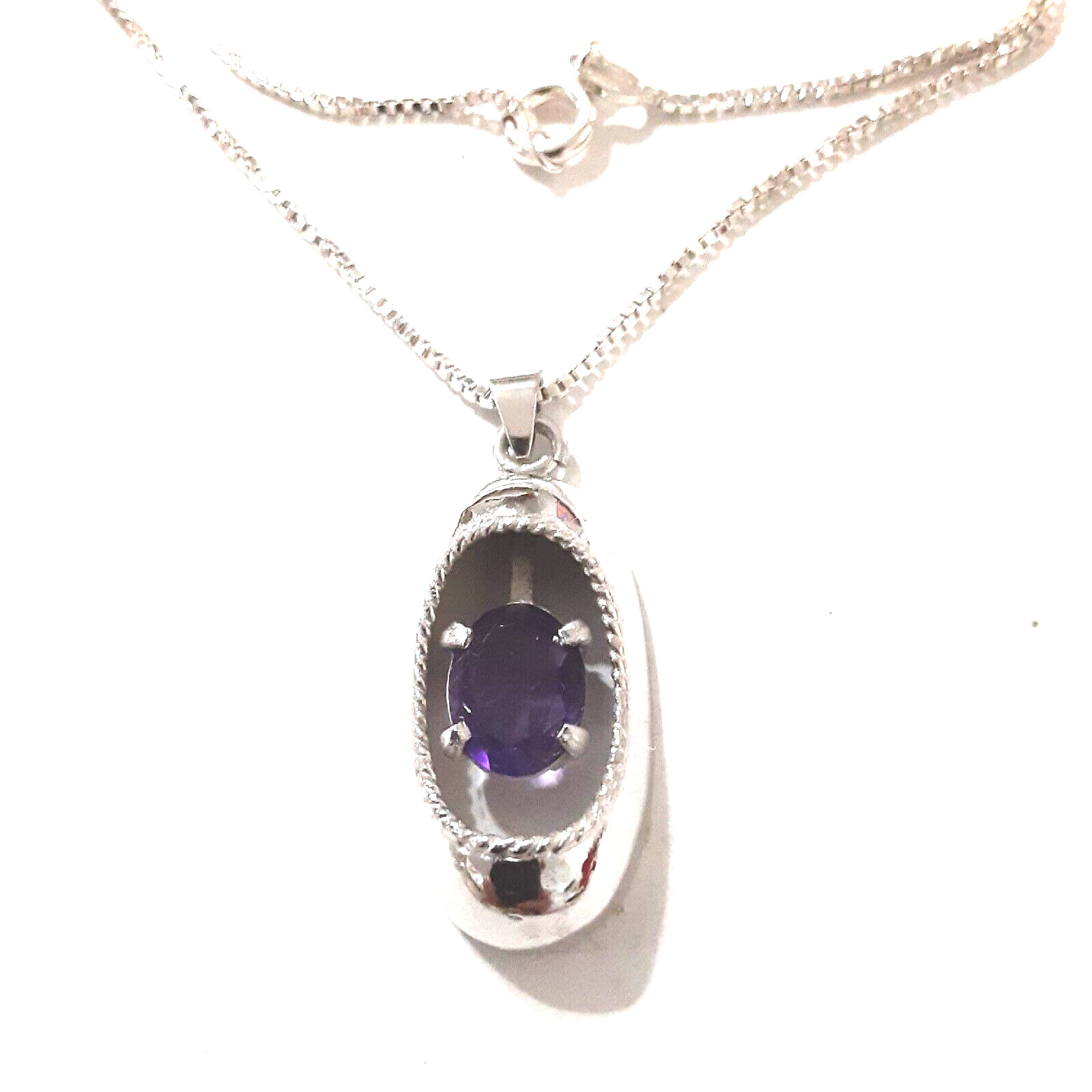 Purple Amethyst Pendant 925 Sterling Silver Necklace