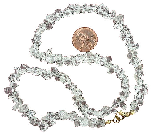 CRYSTAL QUARTZ NATURAL CHIP BEADS 16 INCH NECKLACE GOLDPLATED CLASP CBN9/1523