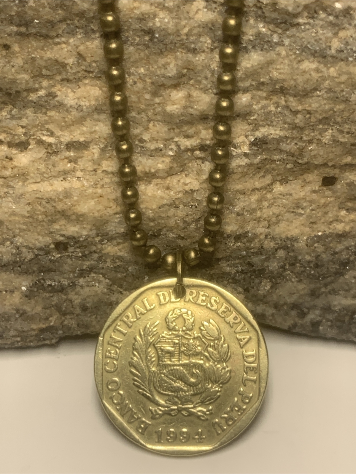 1994 20 C. Peru Coin Pendant With Braille Unisex Necklace. Great Gift 🎁 A1