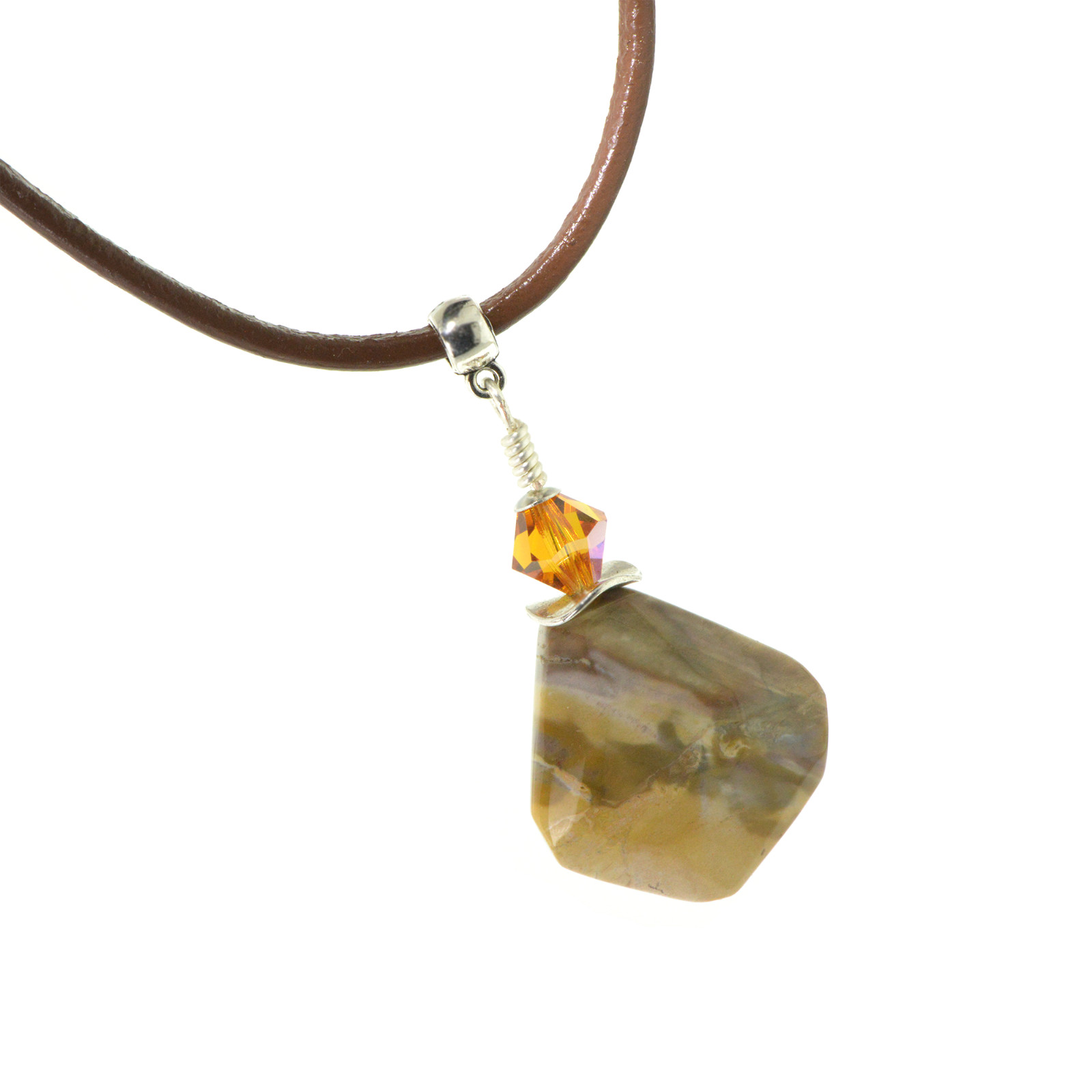 Arizona Petrified Wood Artisan Necklace Leather Cord Healing Crystal Change Life