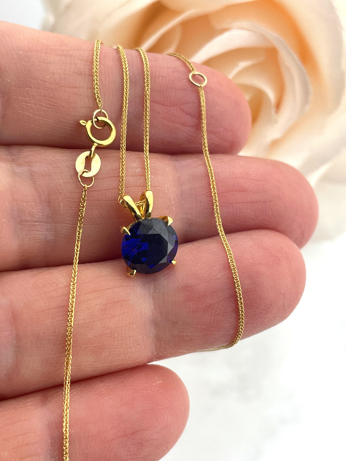 2 carat Solid 18k Yellow Gold Jewelry Natural Sapphire Blue Bridal Shower gifts