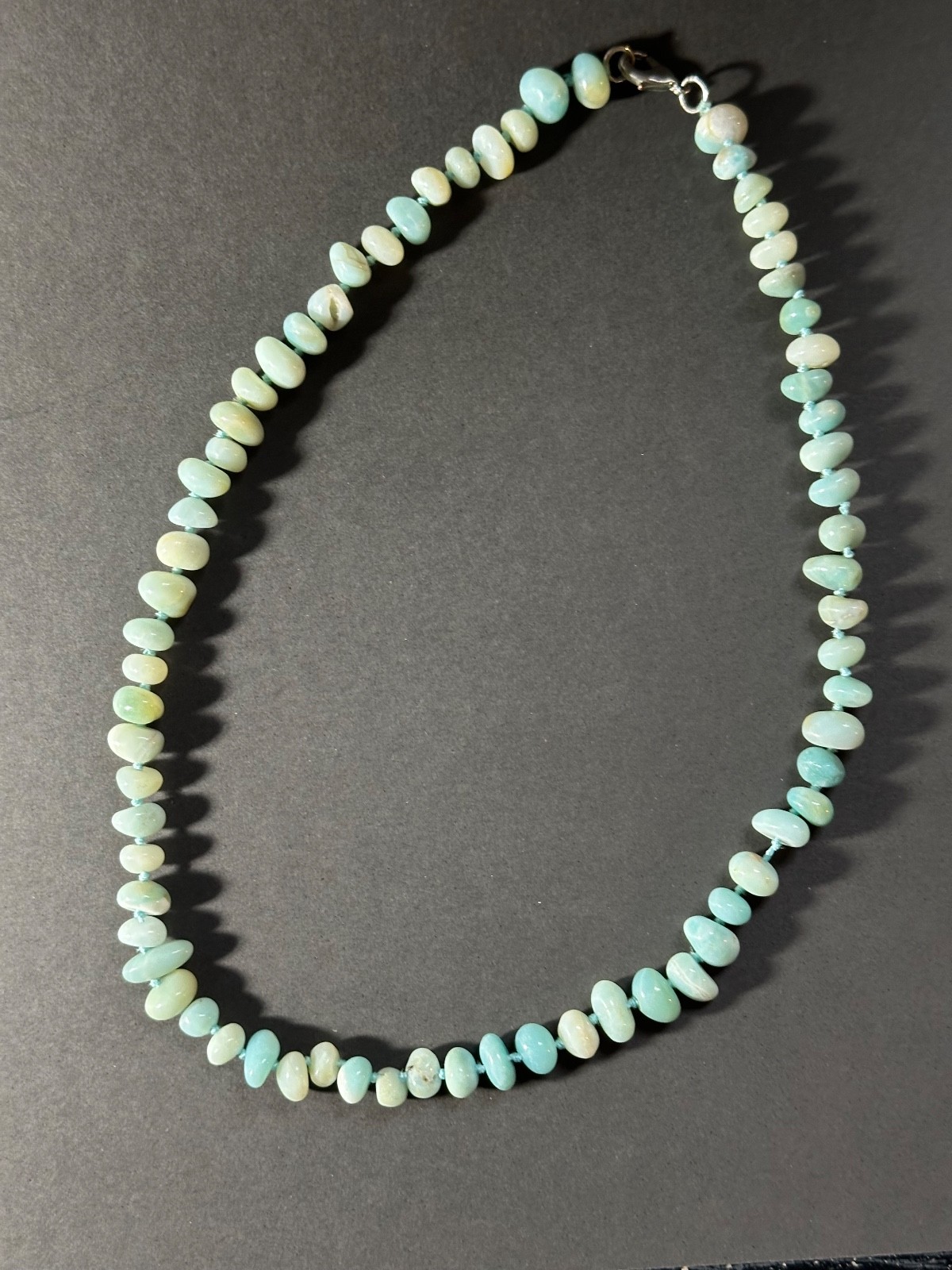 21″ Aquamarine hand-knotted raw nugget shape Bead (10 mm) Necklace 60 grams