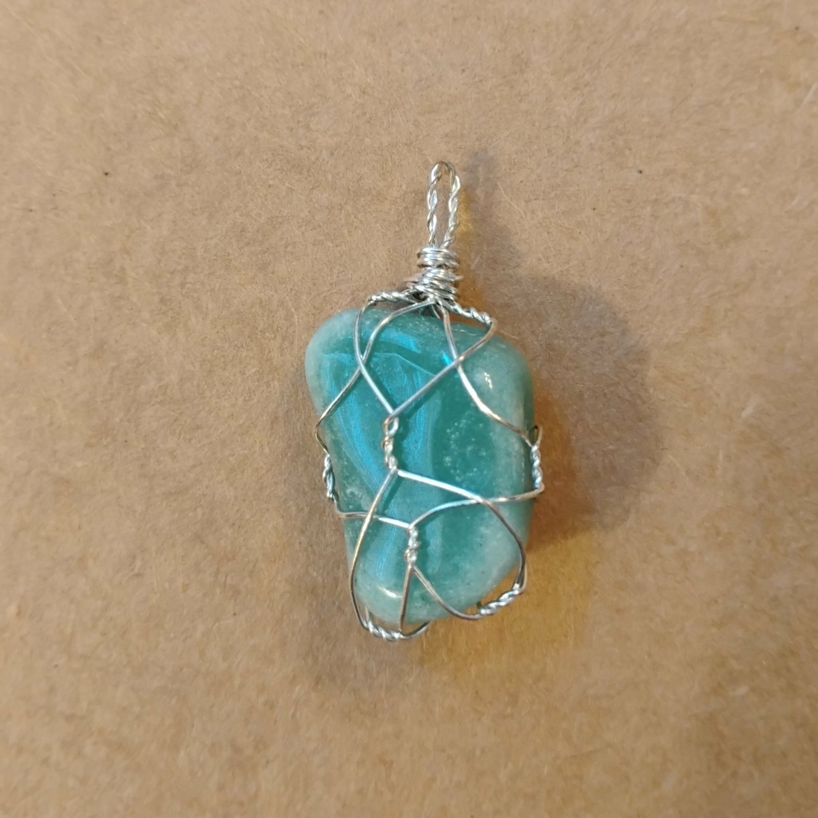 Green Aventurine Quartz Crystal Wire-wrapped Pendant Necklace Jewelry