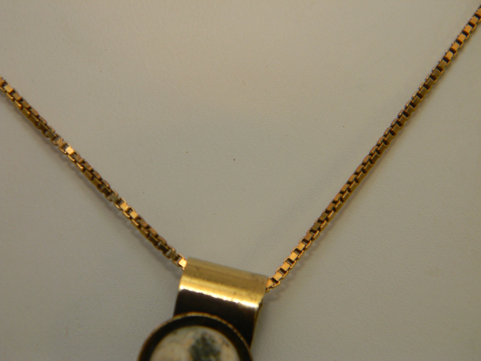 Large Brass, Copper and Quartz Modernist Design Pendant on 925 Chain Necklace