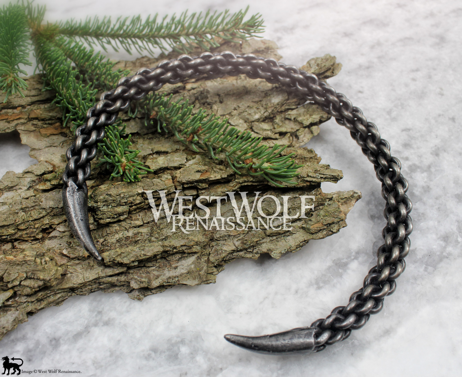 Hand-Forged Braided Steel Scorpion Tail Neck Torc — Viking/Celtic/Claw/Talon