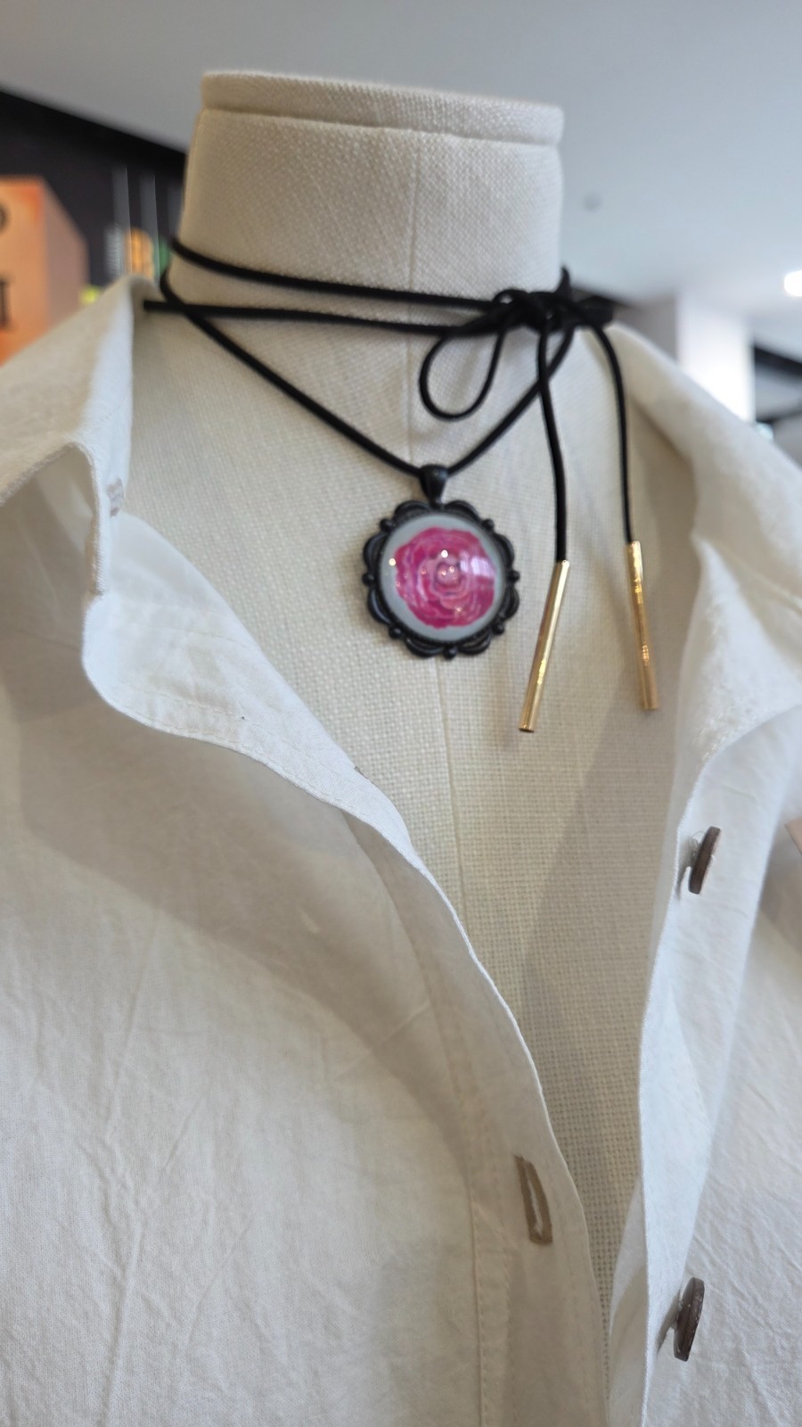 Rose Art Pendant Handcrafted Necklace Birth Flower June / Birthday Gift