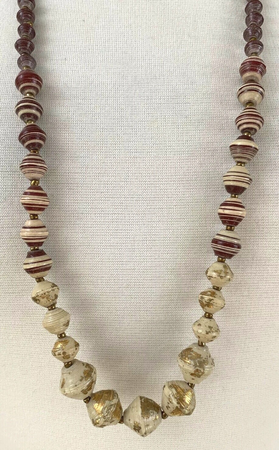 NWT 31 Bits Handmade Citron Escape Single Strand Necklace Paper Bead 17″ Gold