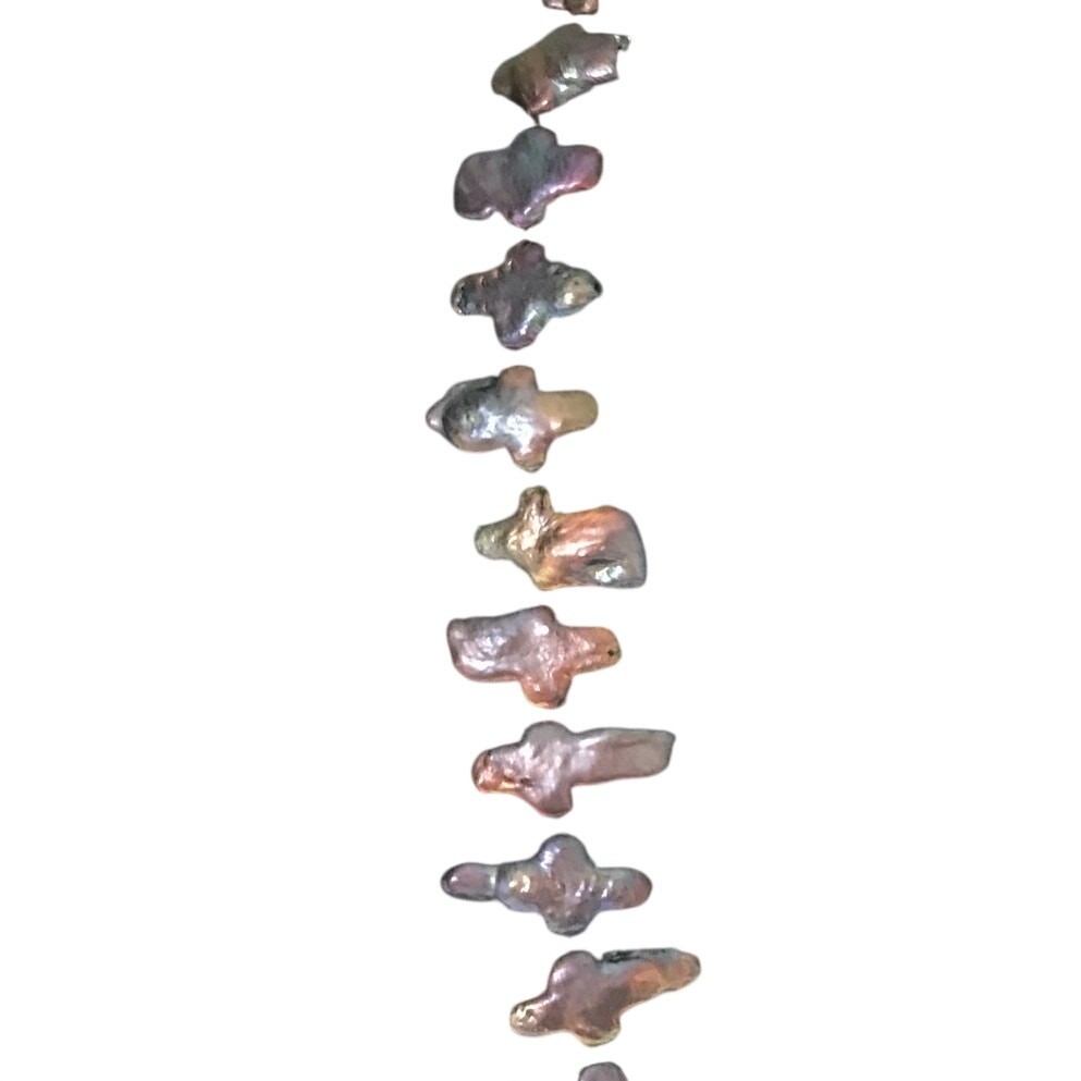 Pearl Natural Necklace Peacock Keshi Pearl Baroque Iridescent Purple Blue Green