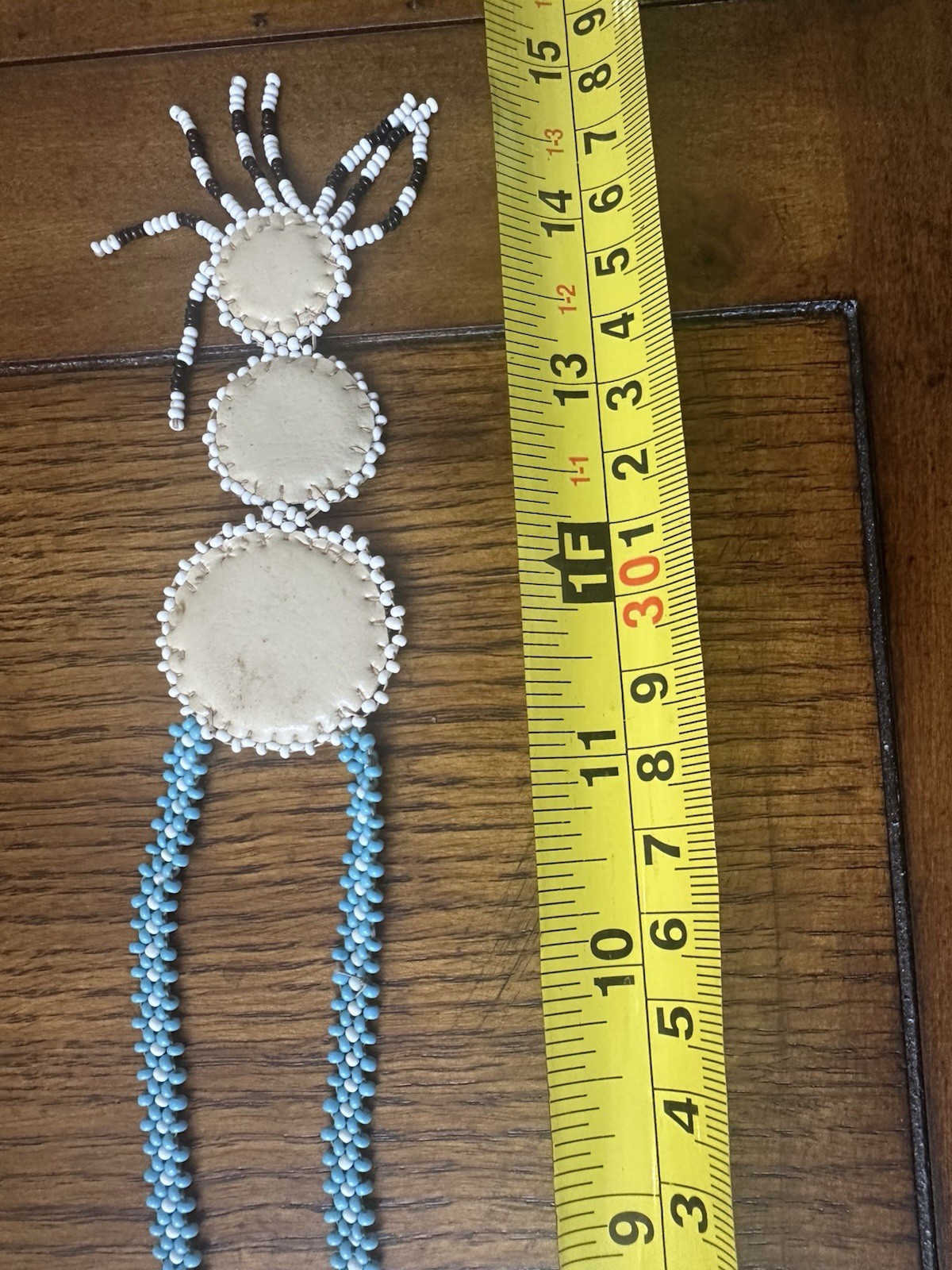Handmade Beaded 3-Rosette Medallion Necklace Turquoise