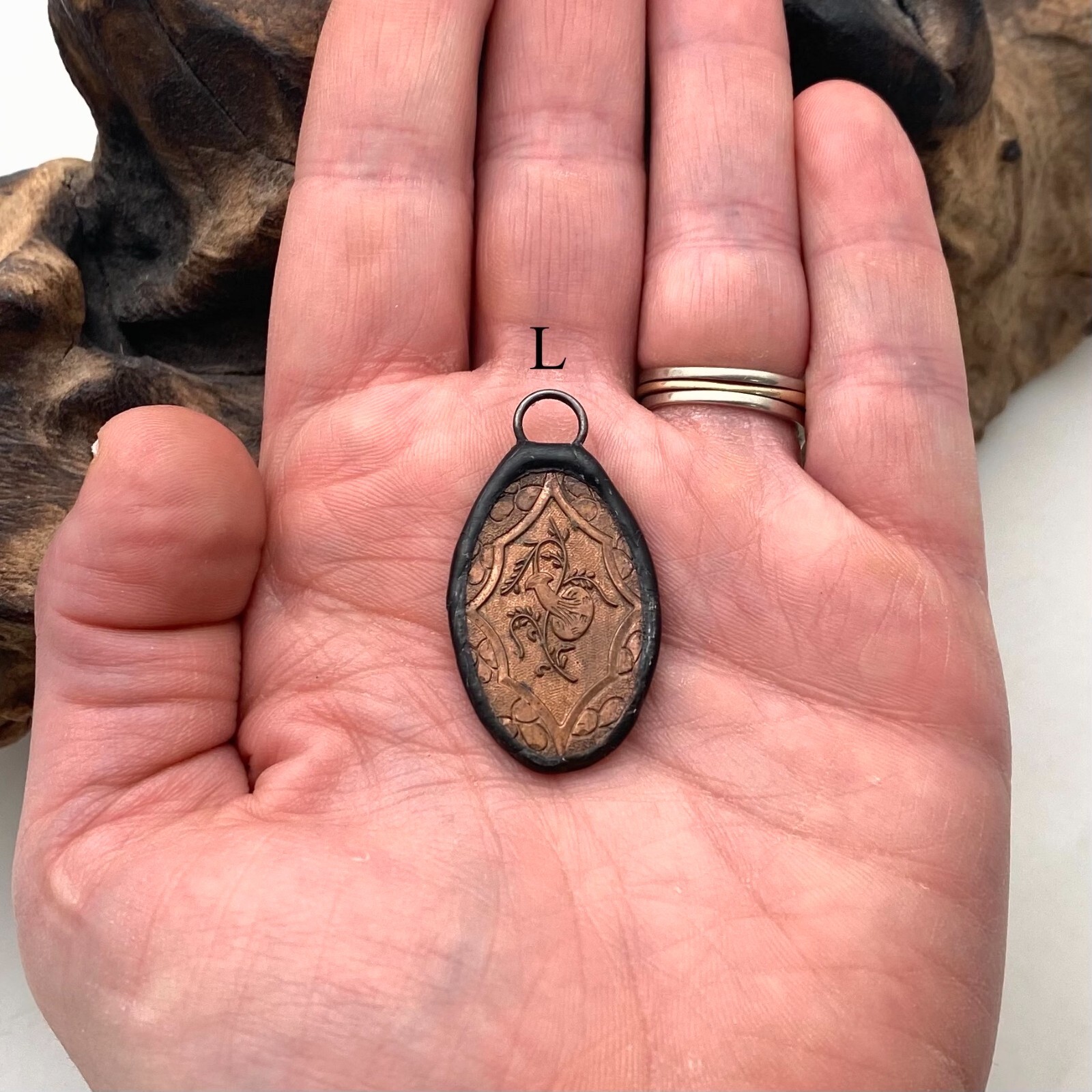 Oval Copper Floral Soldered Pendant (SMP64)