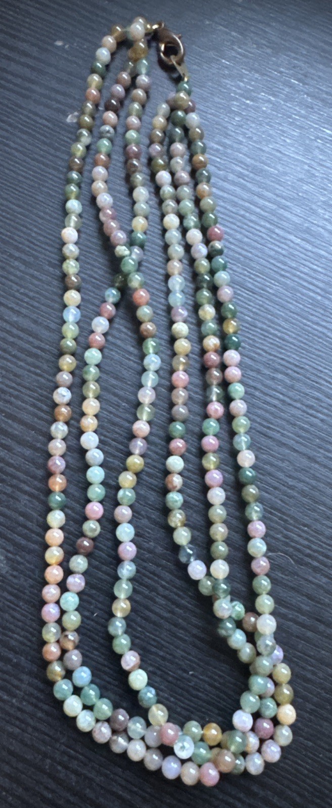 Vintage Natural Smooth Round Multi Colors Opal Bead Necklace