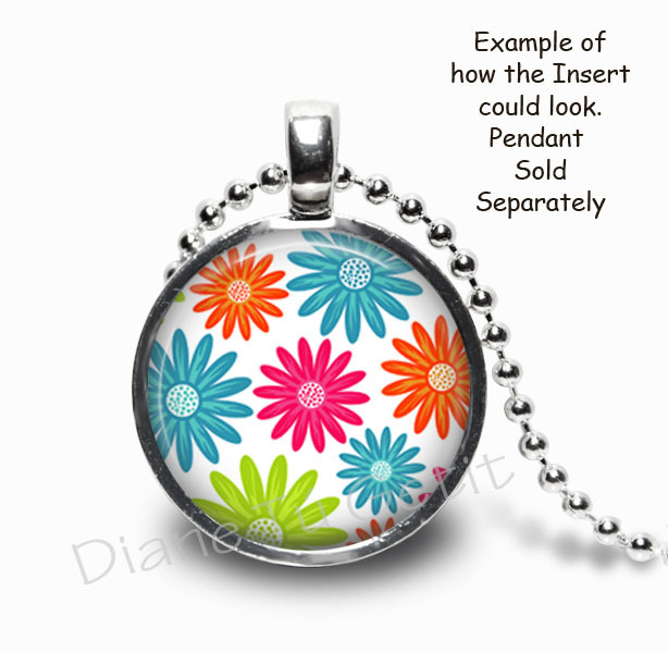 Magnetic Insert Magnets for Pendants & Magnabilities, Pink Blue Flowers Insert