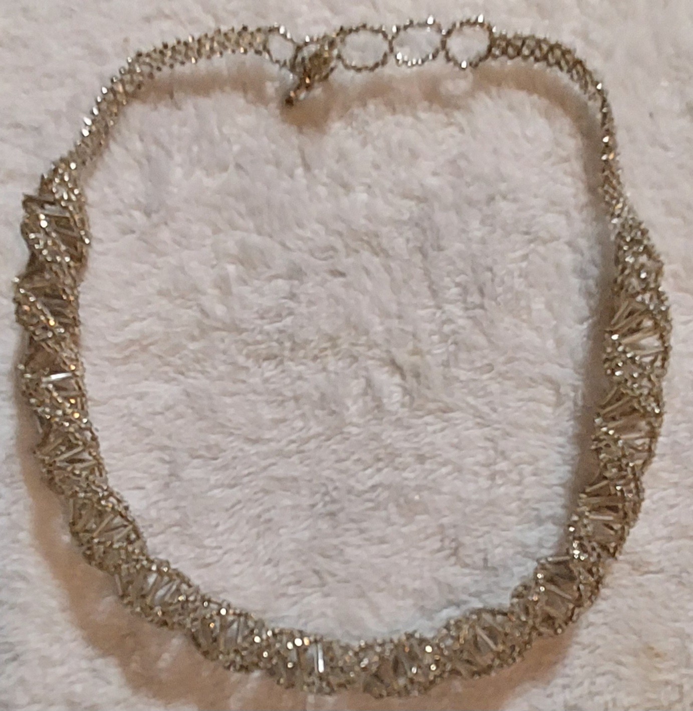 Handmade Spiral Rope Necklace Clear Silver-Lined CzechGlass Beads 19-20” Artisan