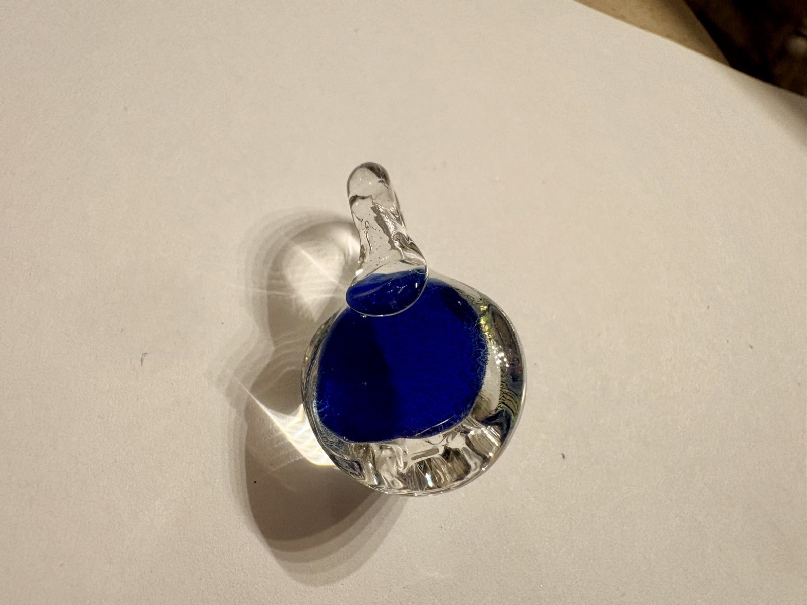 Hand Blown Art Glass Pendant Blue Green Iridescent Teardrop Shape Jewelry