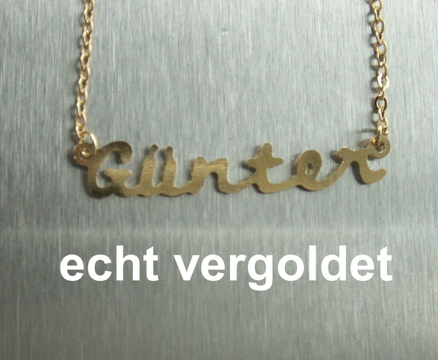 Elegant Necklace Günter Chain Real Gold-Plated Name Necklace New