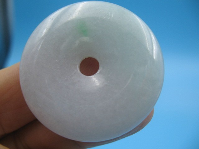 Natural Icy Lavender Jade Peace Coin Pendant Green Flecks Jadeite Safety Buckle