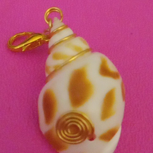 Gold Wire Wrapped Sea Shell Beach Ocean Clip Charm Pendant 4 Bracelet/Necklace