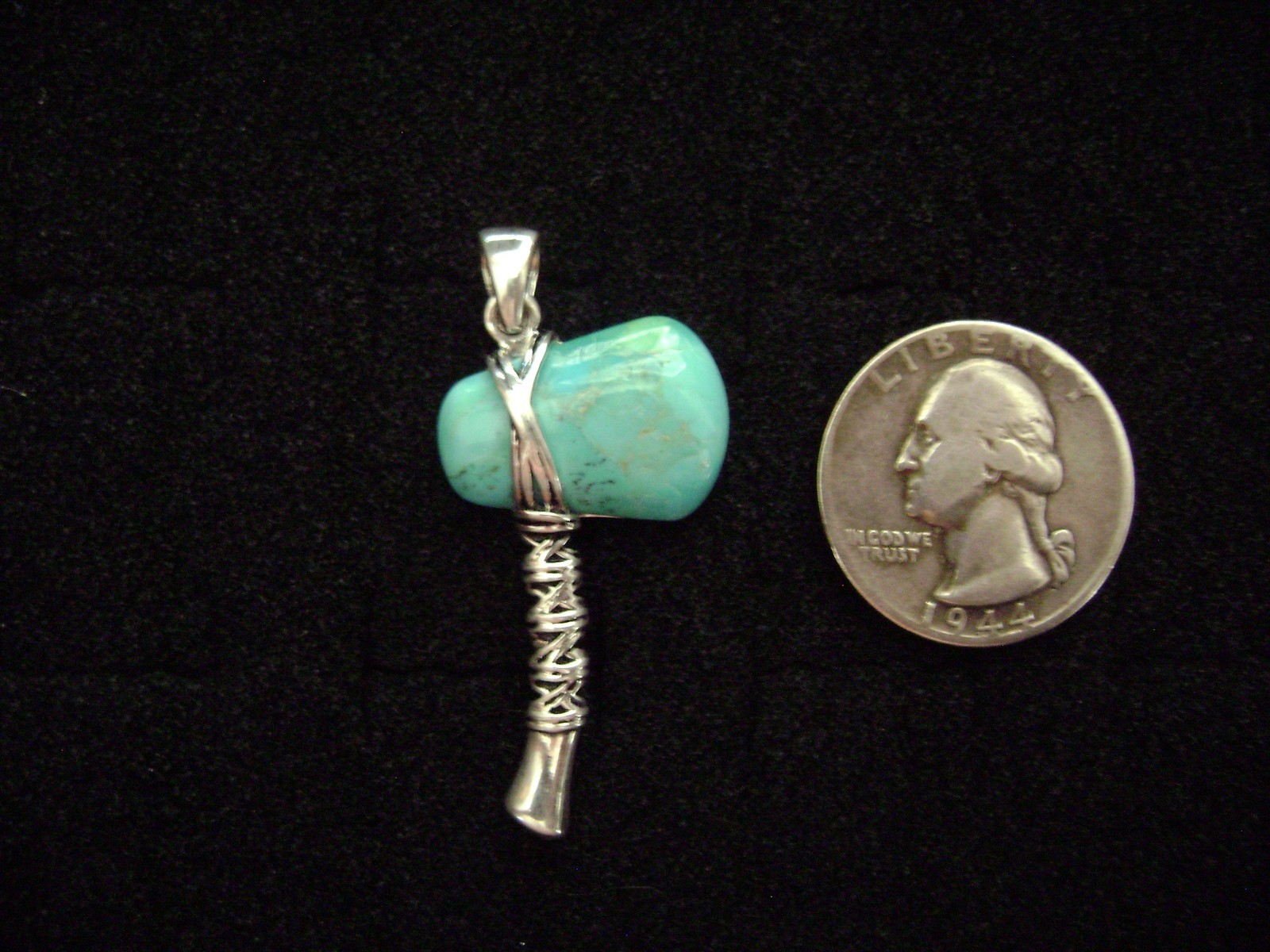 Southwestern Style Sterling Silver and Turquoise Tomahawk Pendant